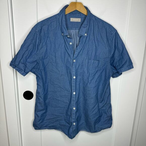 Everlane The Denim Button Down Short Sleeve Casual Shirt Size XL - Picture 2 of 5